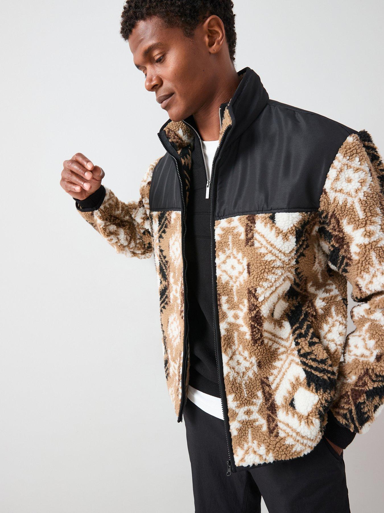 Image 5 of 7 of The Very Collection Printed Borg Panel Jacket - Black