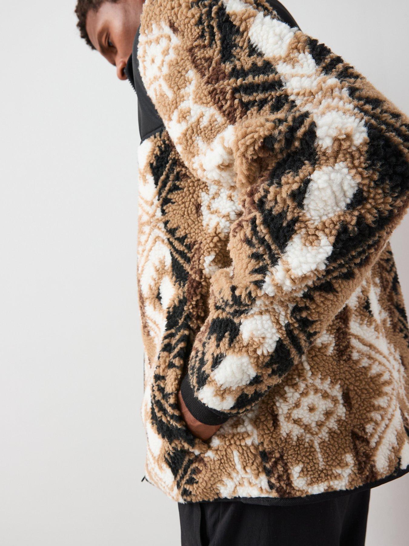 Image 6 of 7 of The Very Collection Printed Borg Panel Jacket - Black