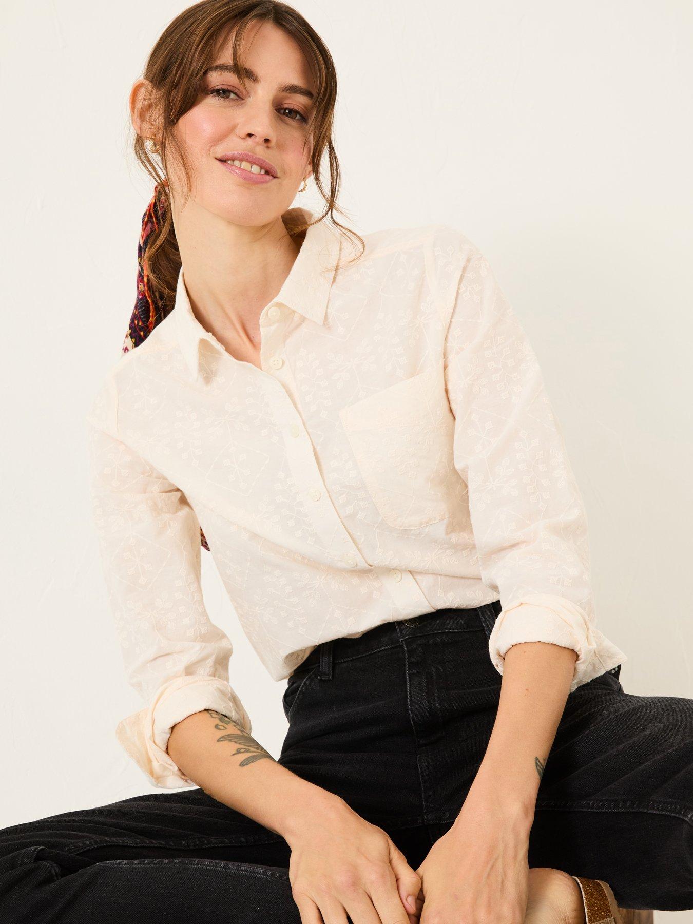FatFace Olivia Embroidered Shirt - Ivory