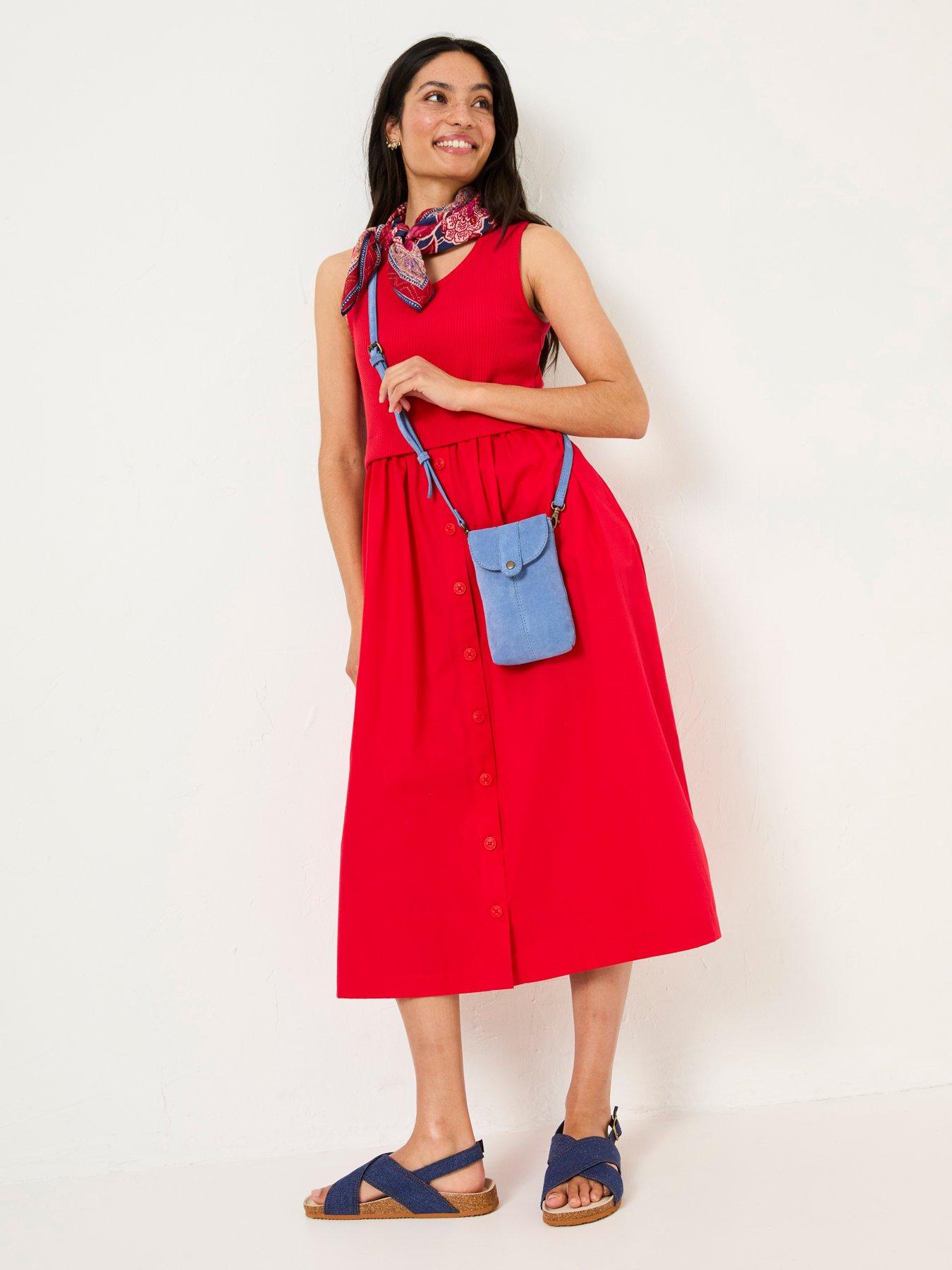Image 1 of 5 of FatFace Sal Midi Dress - Red