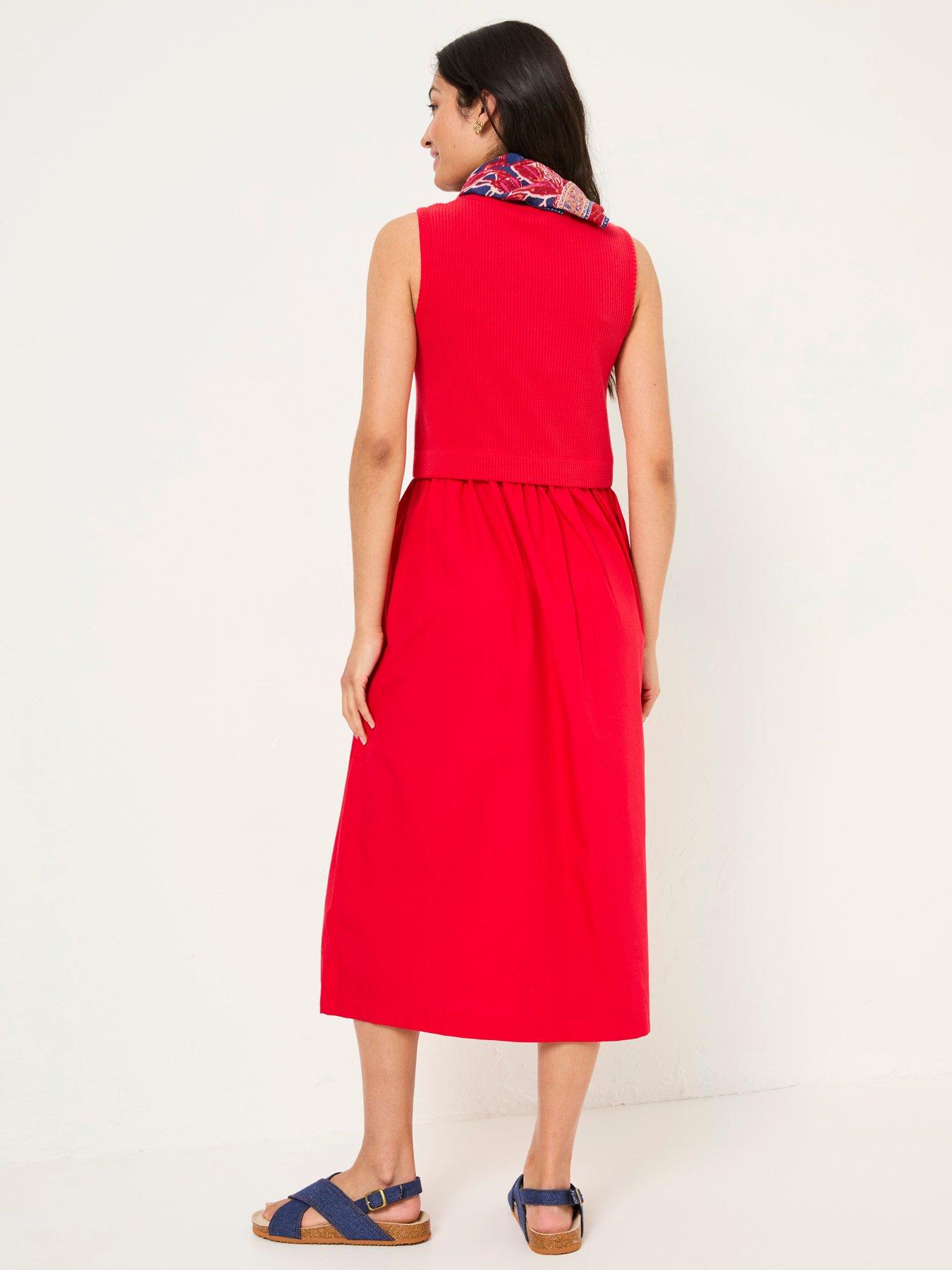 Image 2 of 5 of FatFace Sal Midi Dress - Red
