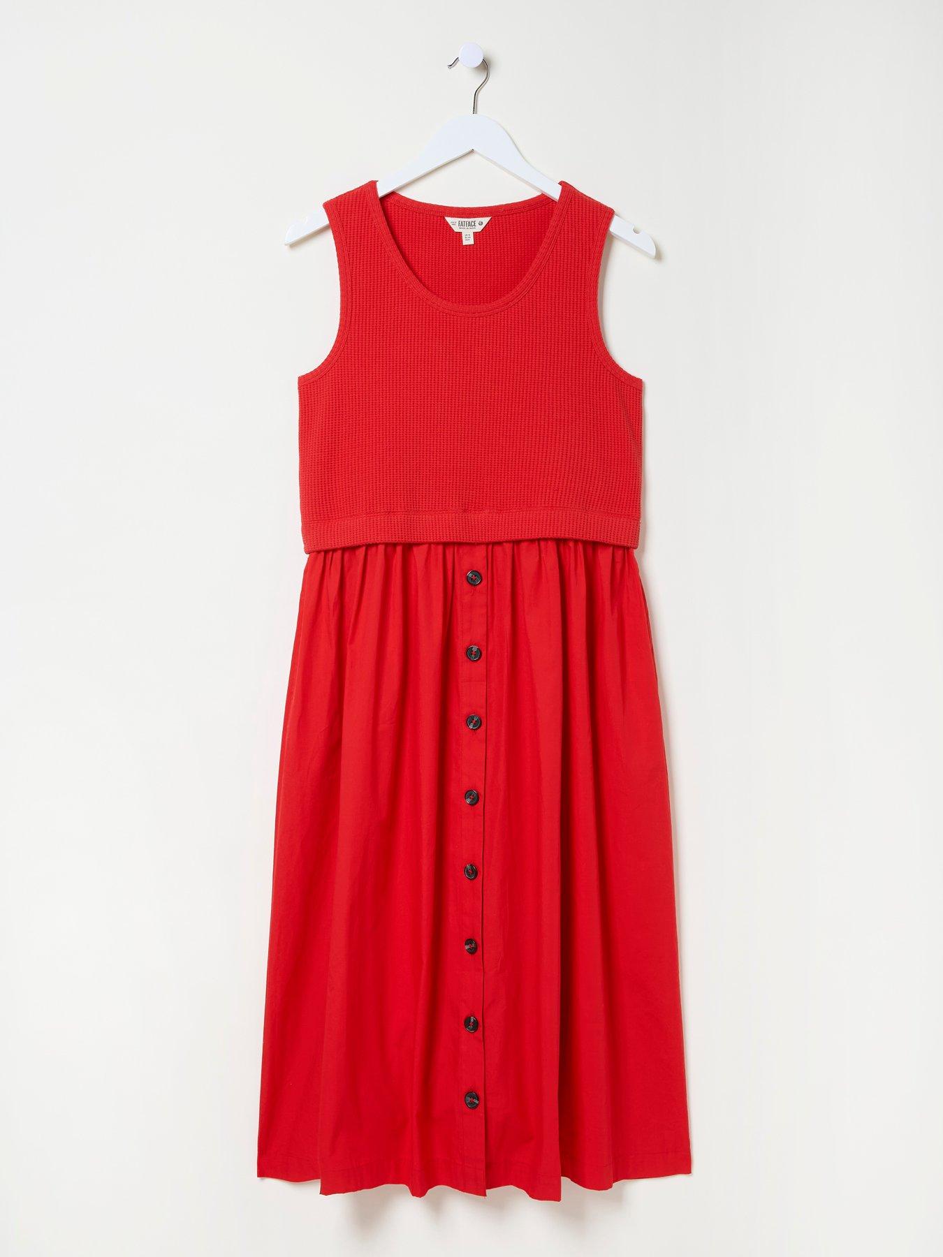 Image 5 of 5 of FatFace Sal Midi Dress - Red