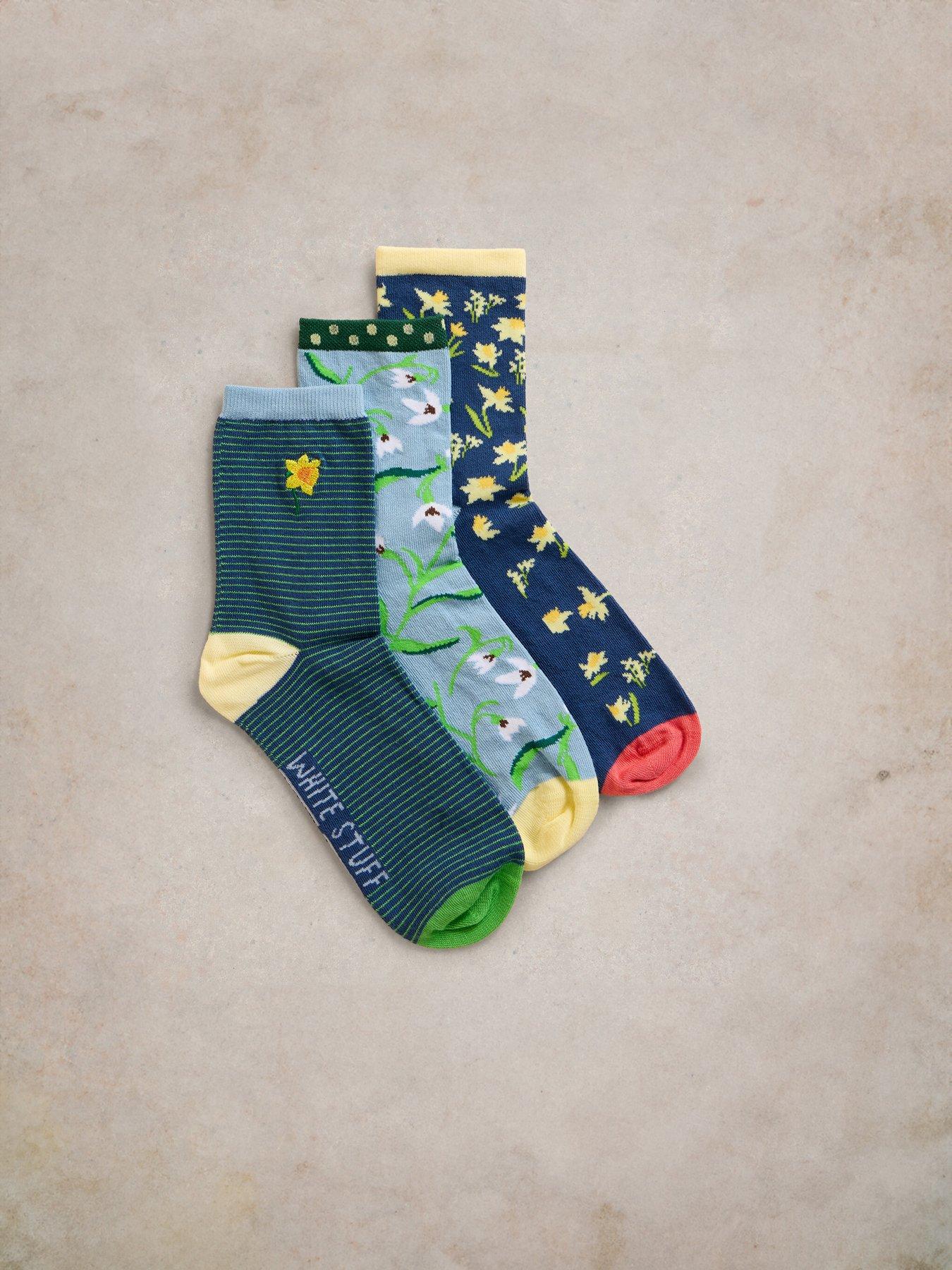 undefined 3pk Spring Floral Ankle Socks