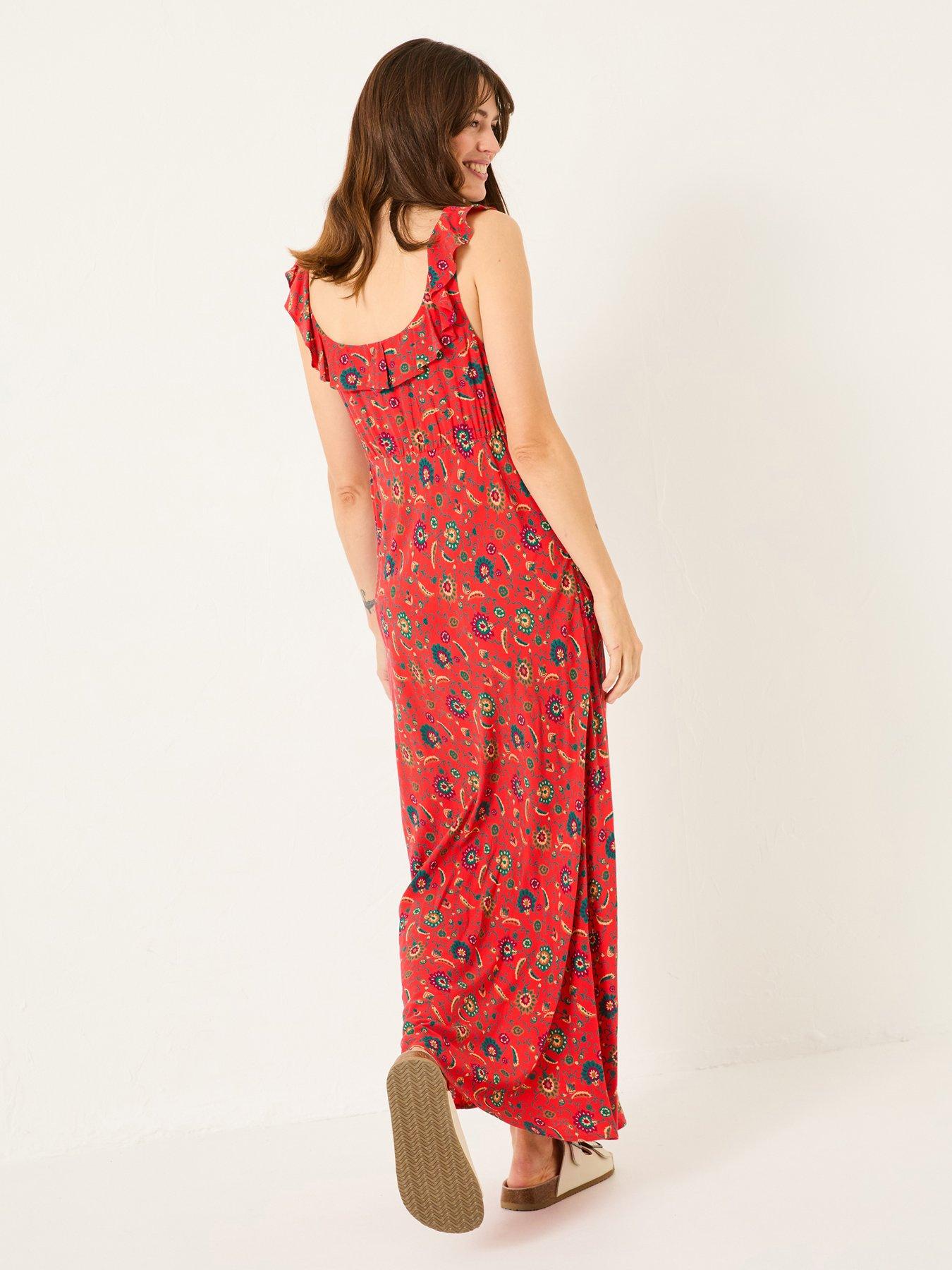 Image 2 of 4 of FatFace Ali Frill Midi Dress - Orange