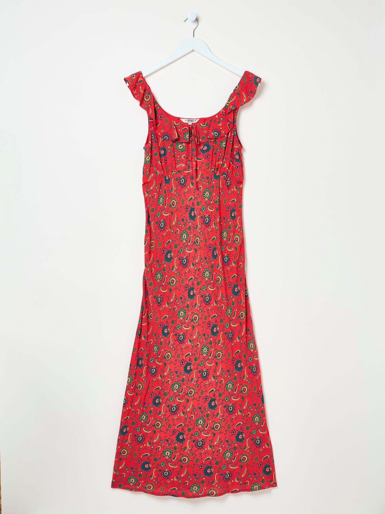 Image 4 of 4 of FatFace Ali Frill Midi Dress - Orange