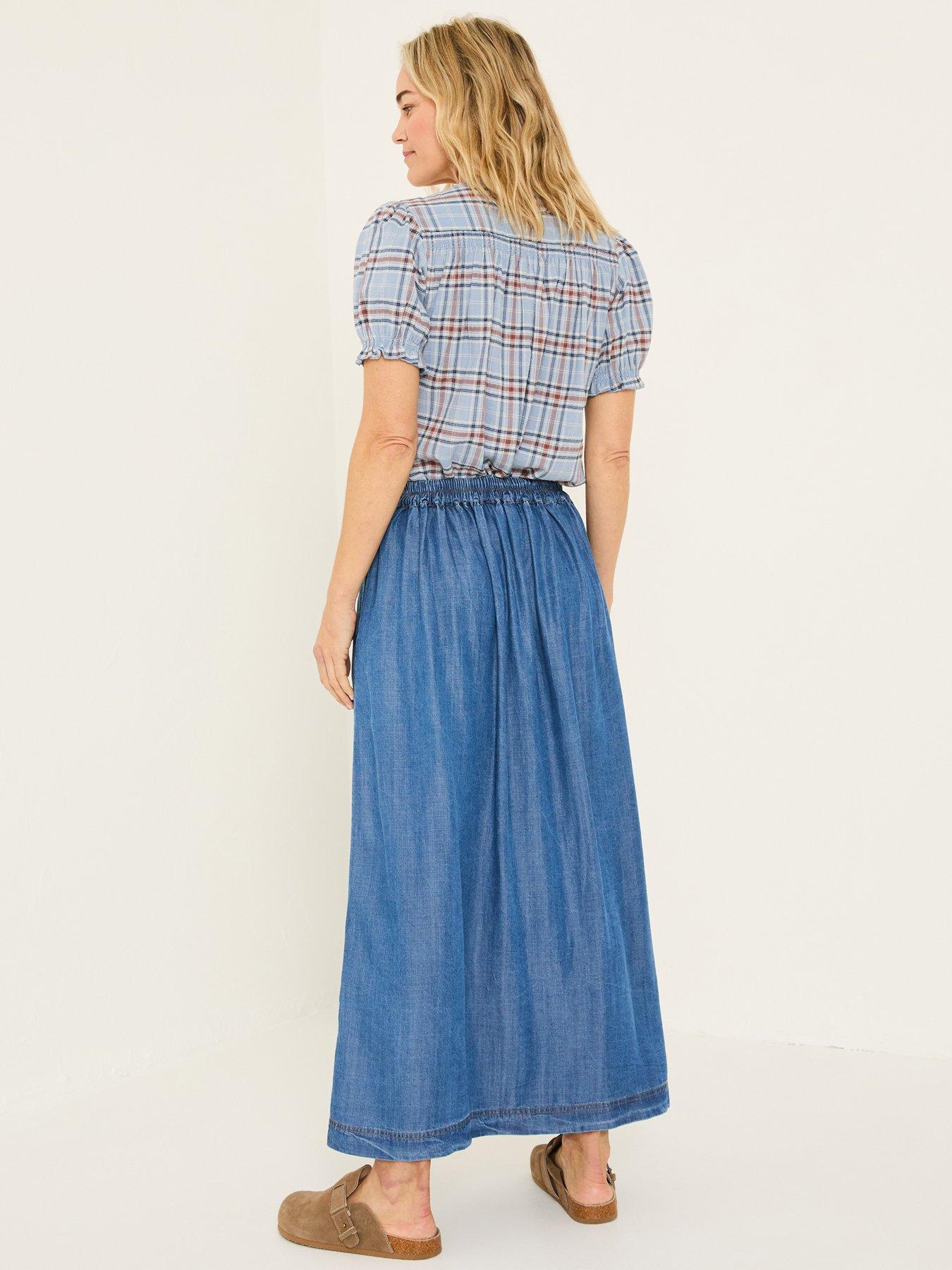 Image 2 of 5 of FatFace Arabella Midi Skirt - Blue