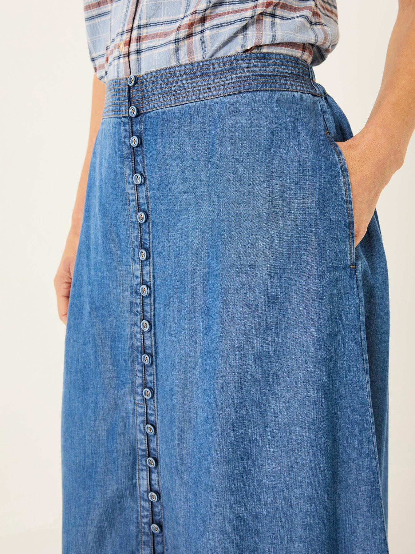 Image 4 of 5 of FatFace Arabella Midi Skirt - Blue