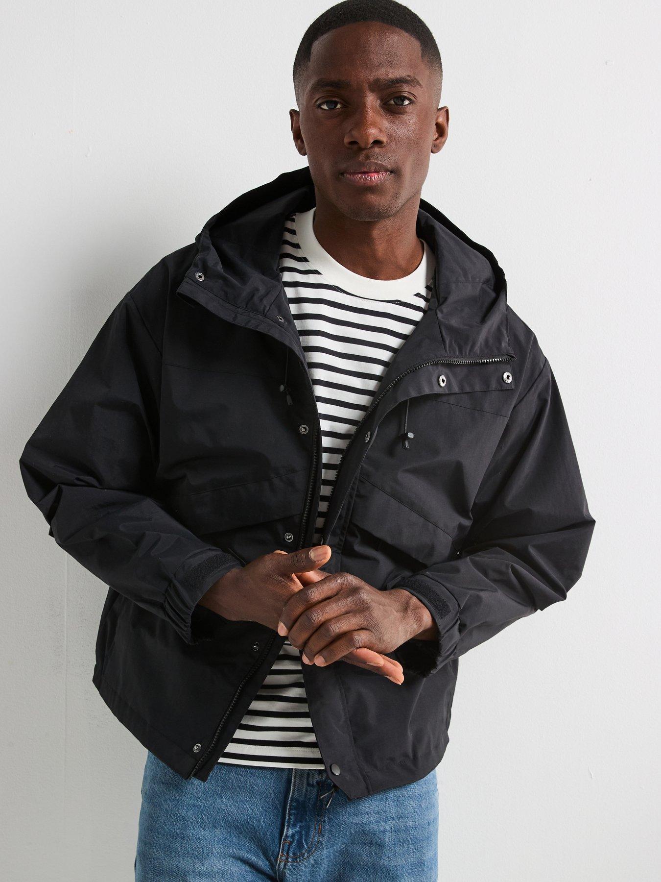 Very Man Shower Resistant Hooded Tech Jacket - Black