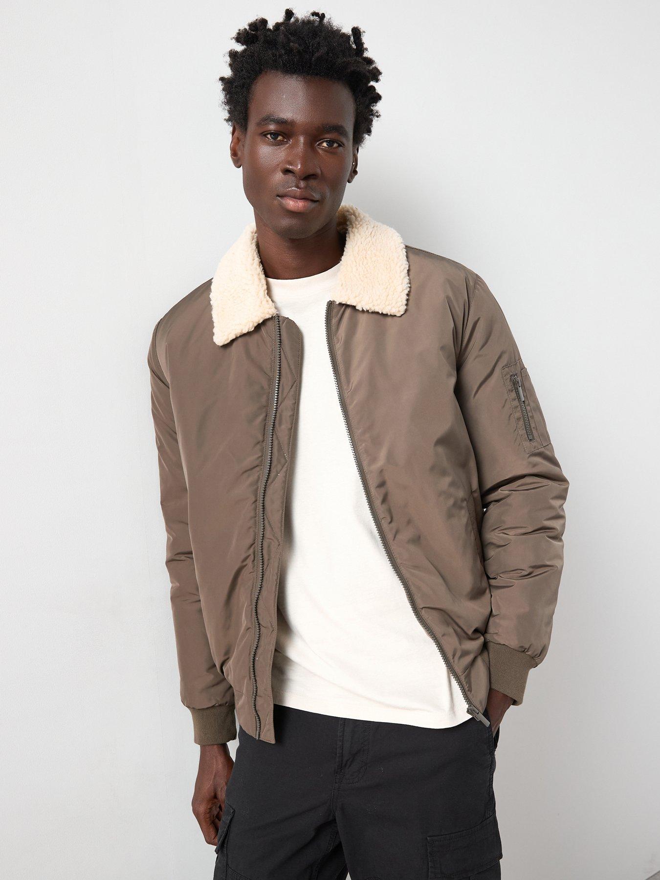 the-very-collection-borg-collar-padded-bomber-jacket-khaki