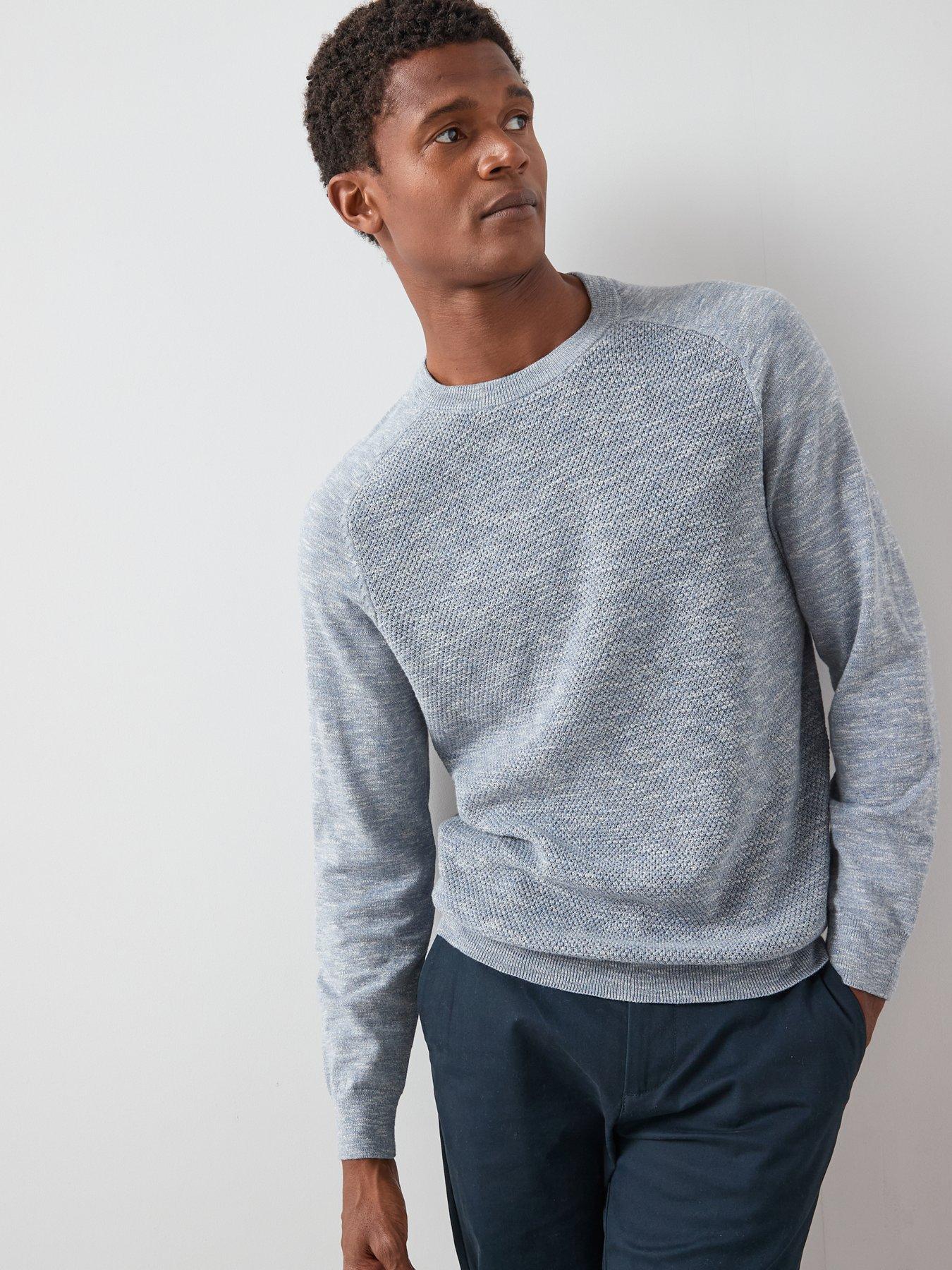 Image 4 of 7 of The Very Collection Textured Tri-Marl Crew Neck Jumper - Light Blue