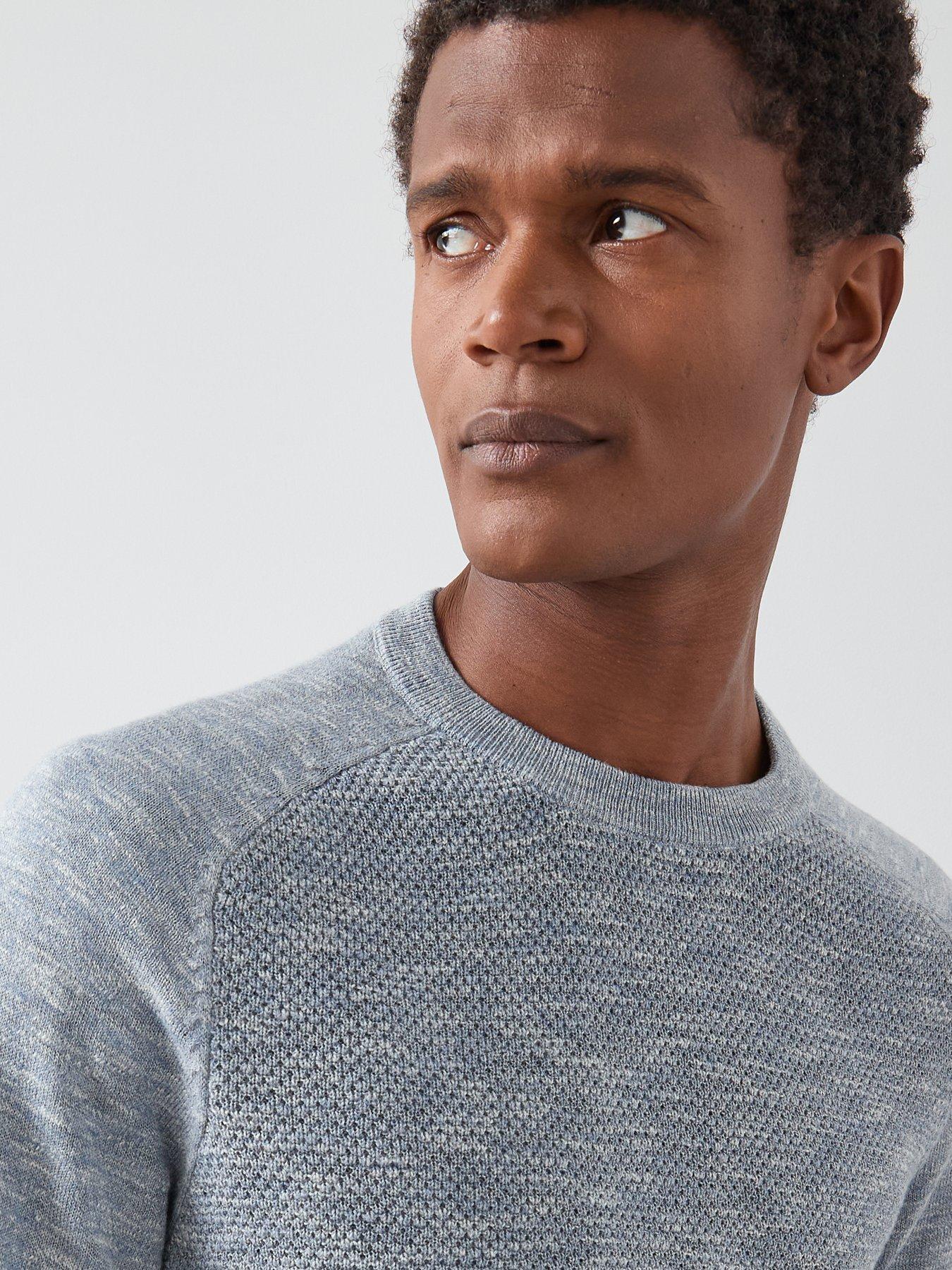 Image 6 of 7 of The Very Collection Textured Tri-Marl Crew Neck Jumper - Light Blue