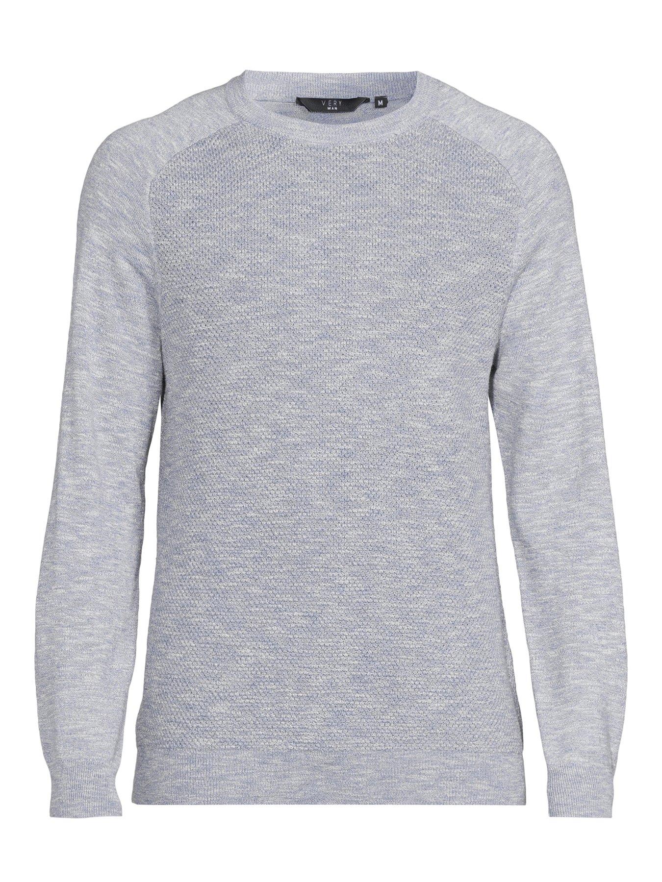 Image 7 of 7 of The Very Collection Textured Tri-Marl Crew Neck Jumper - Light Blue