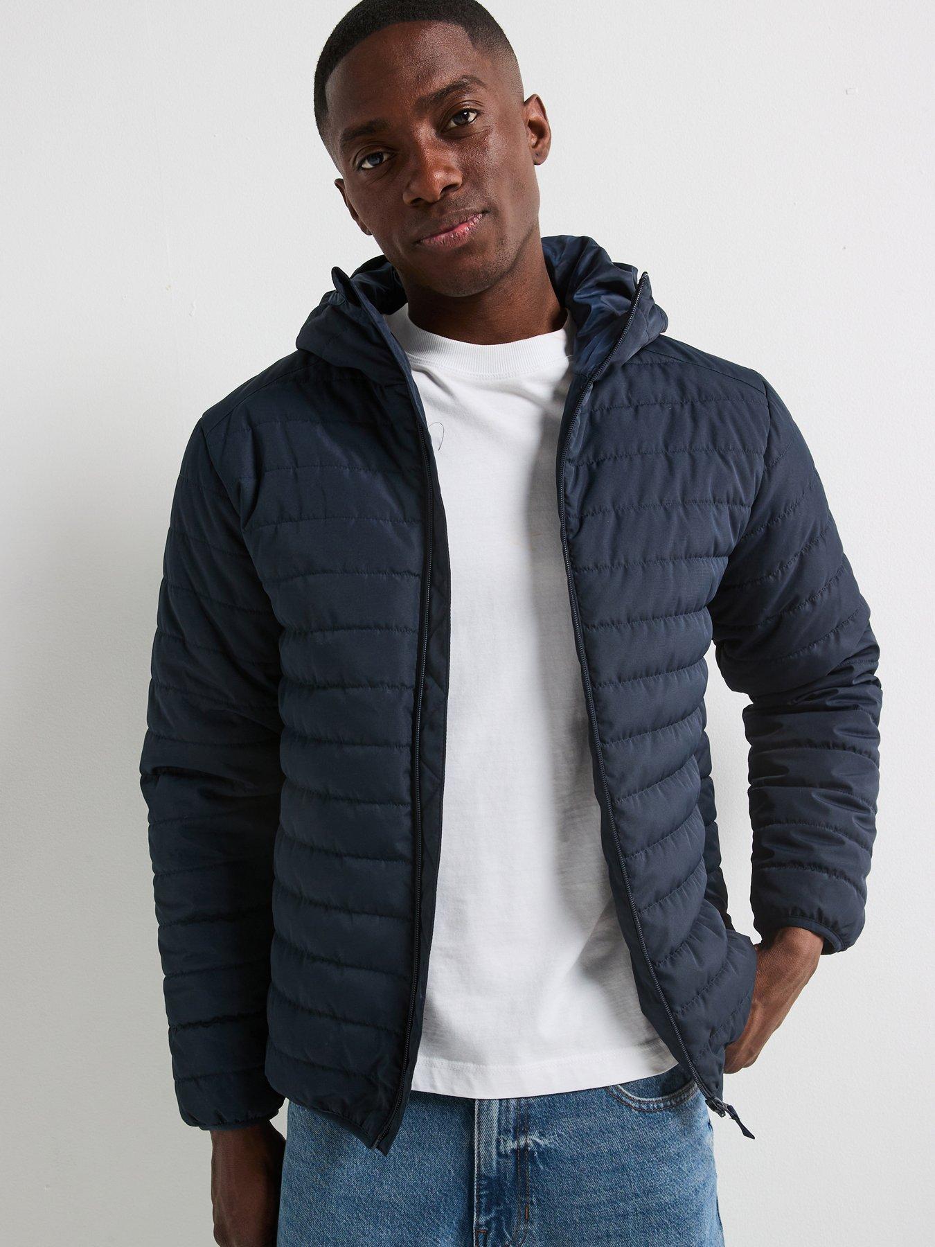 Image 1 of 6 of Very Man Shower Resistant Lightweight Hooded Padded Jacket - Navy