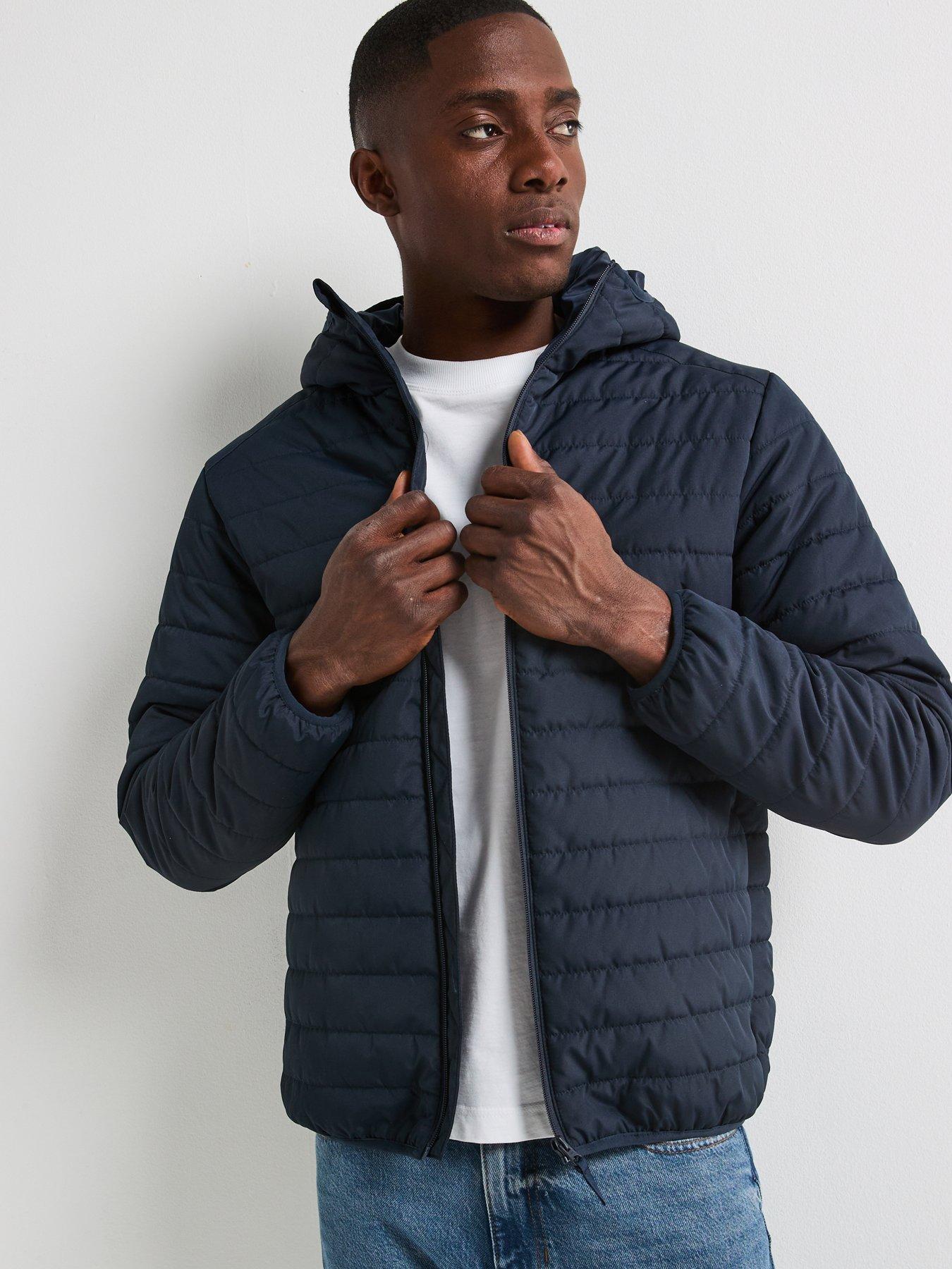 Image 4 of 6 of Very Man Shower Resistant Lightweight Hooded Padded Jacket - Navy
