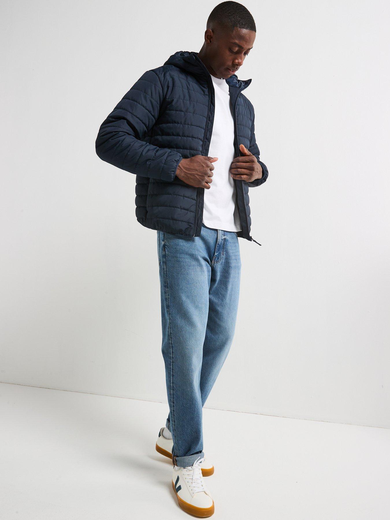 Image 5 of 6 of Very Man Shower Resistant Lightweight Hooded Padded Jacket - Navy