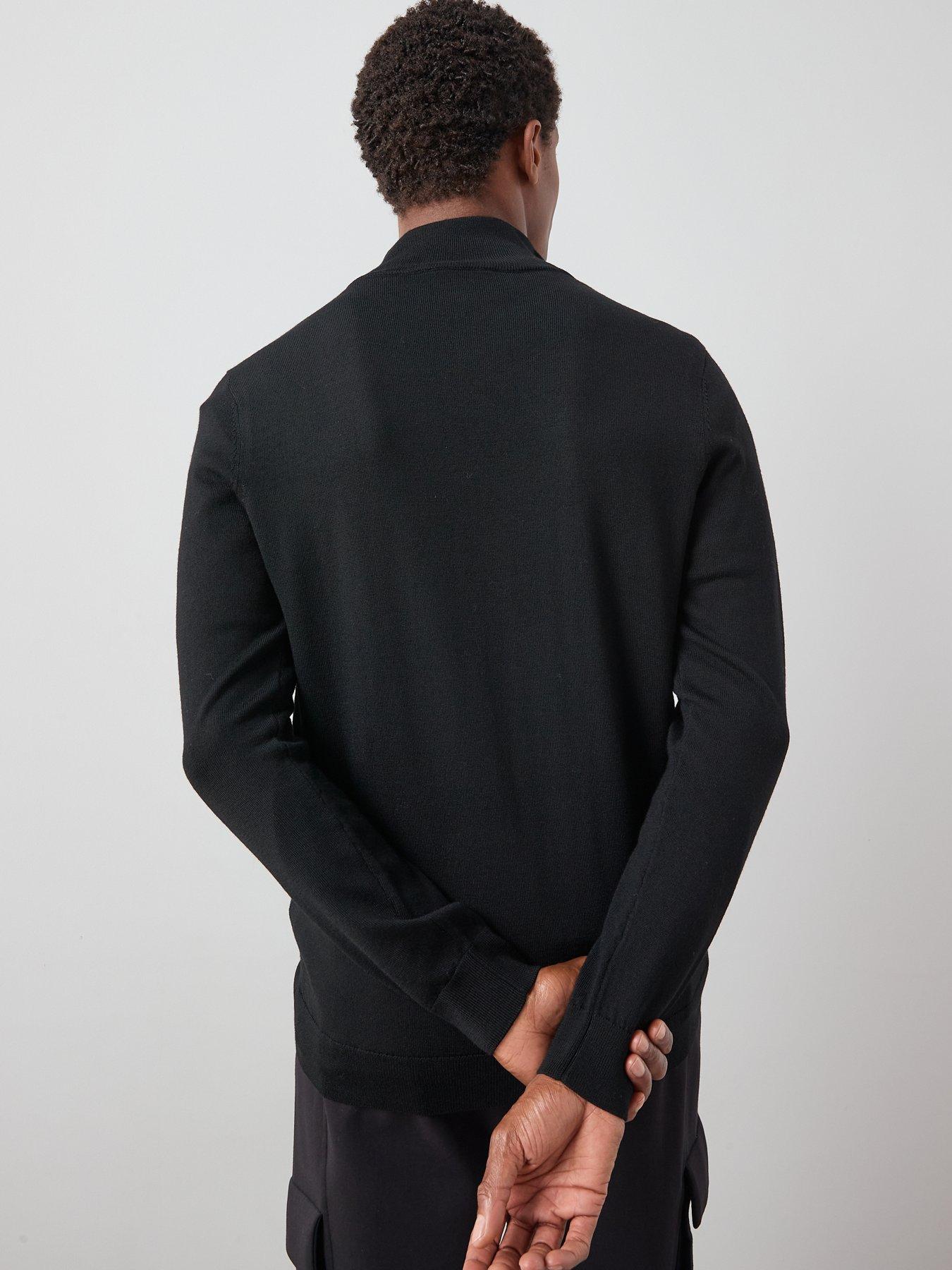 Image 2 of 7 of Very Man Merino Wool 1/4 Zip Jumper - Black