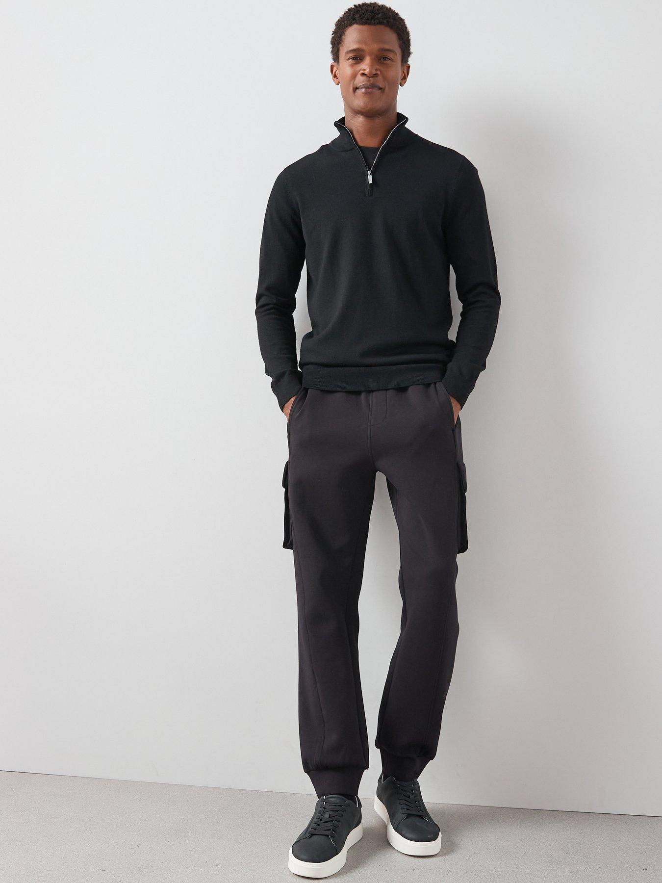 Image 5 of 7 of Very Man Merino Wool 1/4 Zip Jumper - Black
