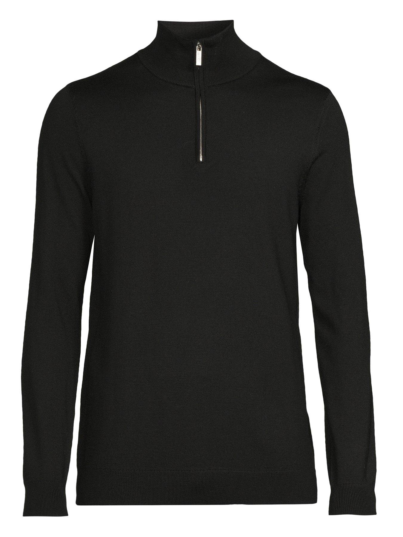 Image 7 of 7 of Very Man Merino Wool 1/4 Zip Jumper - Black