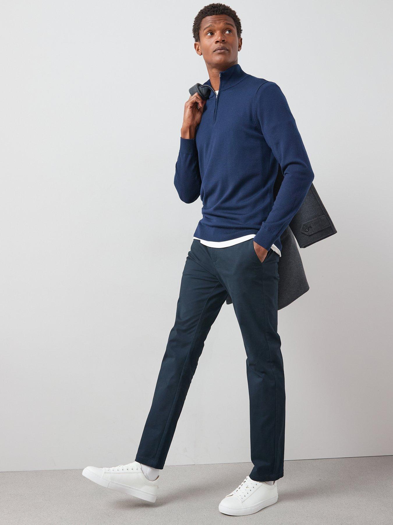 Image 5 of 6 of Very Man Merino Wool 1/4 Zip Jumper - Navy