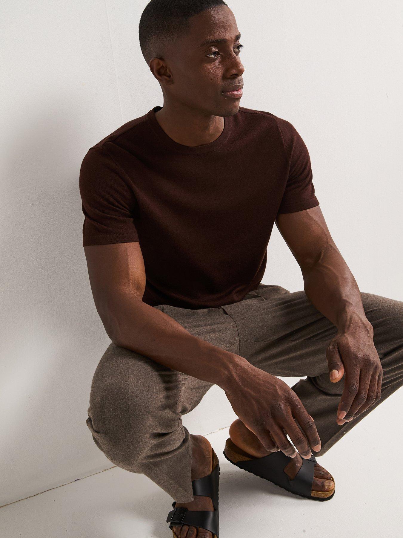 very-man-merino-wool-short-sleeve-jumper-brownfront