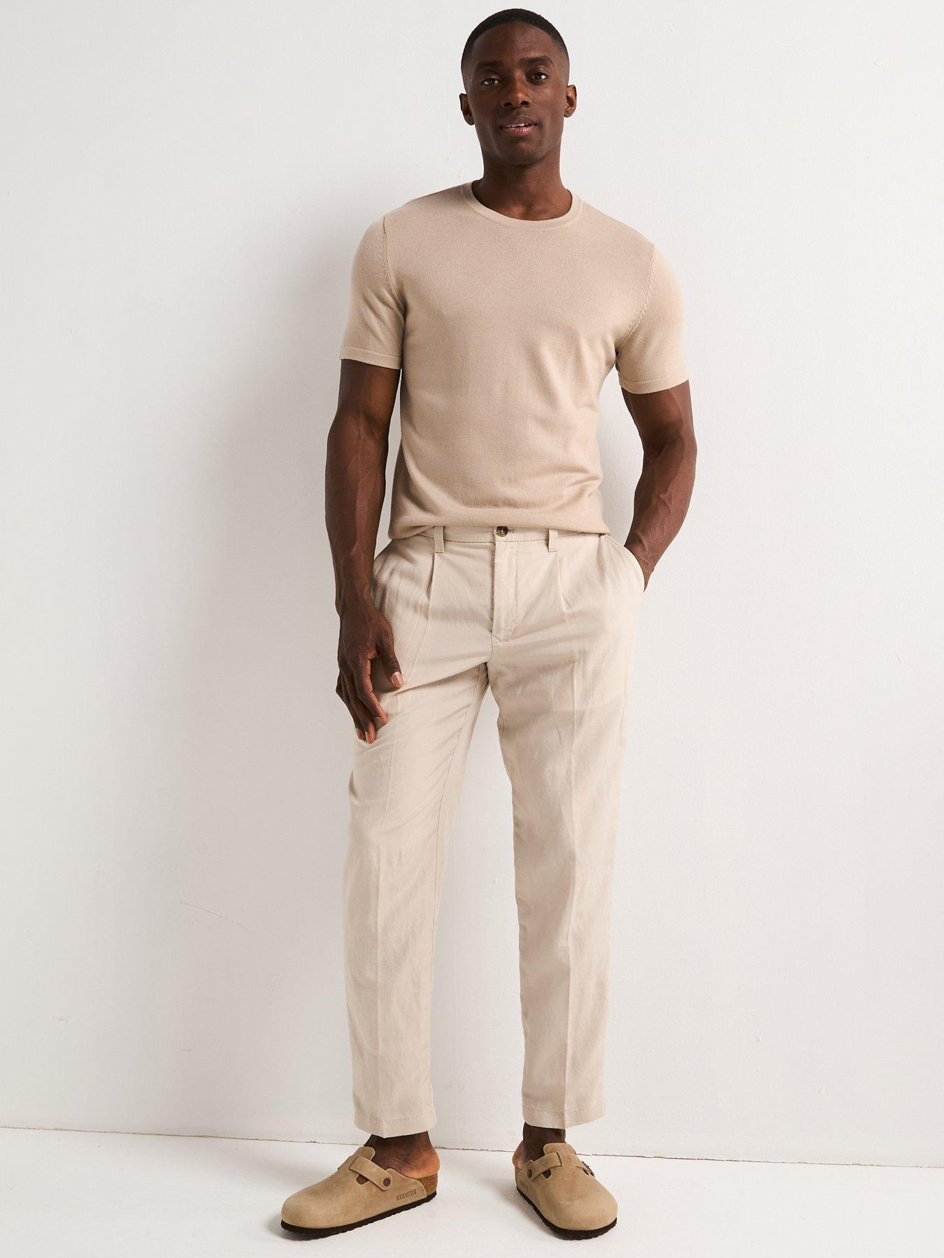 Image 3 of 6 of Very Man Merino Wool Short Sleeve Crew Neck - Beige