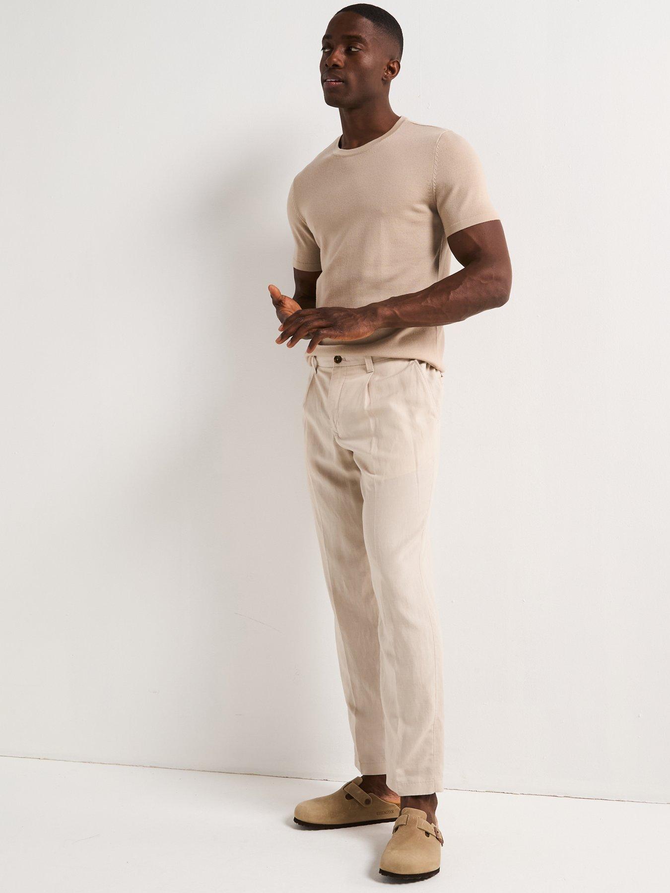 Image 6 of 6 of Very Man Merino Wool Short Sleeve Crew Neck - Beige