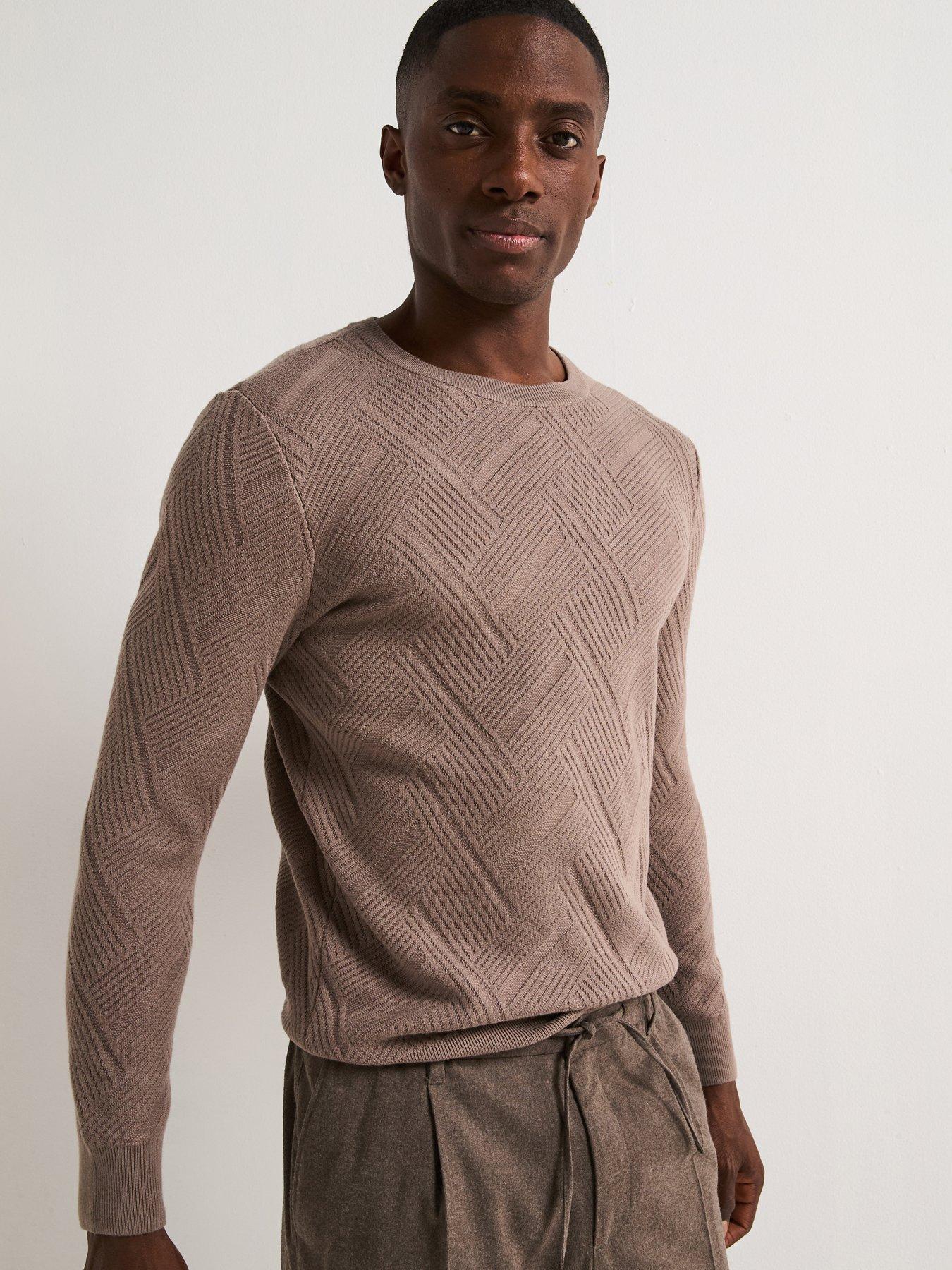 very-man-diamond-jacquard-crew-neck-jumper-mushroom-beige