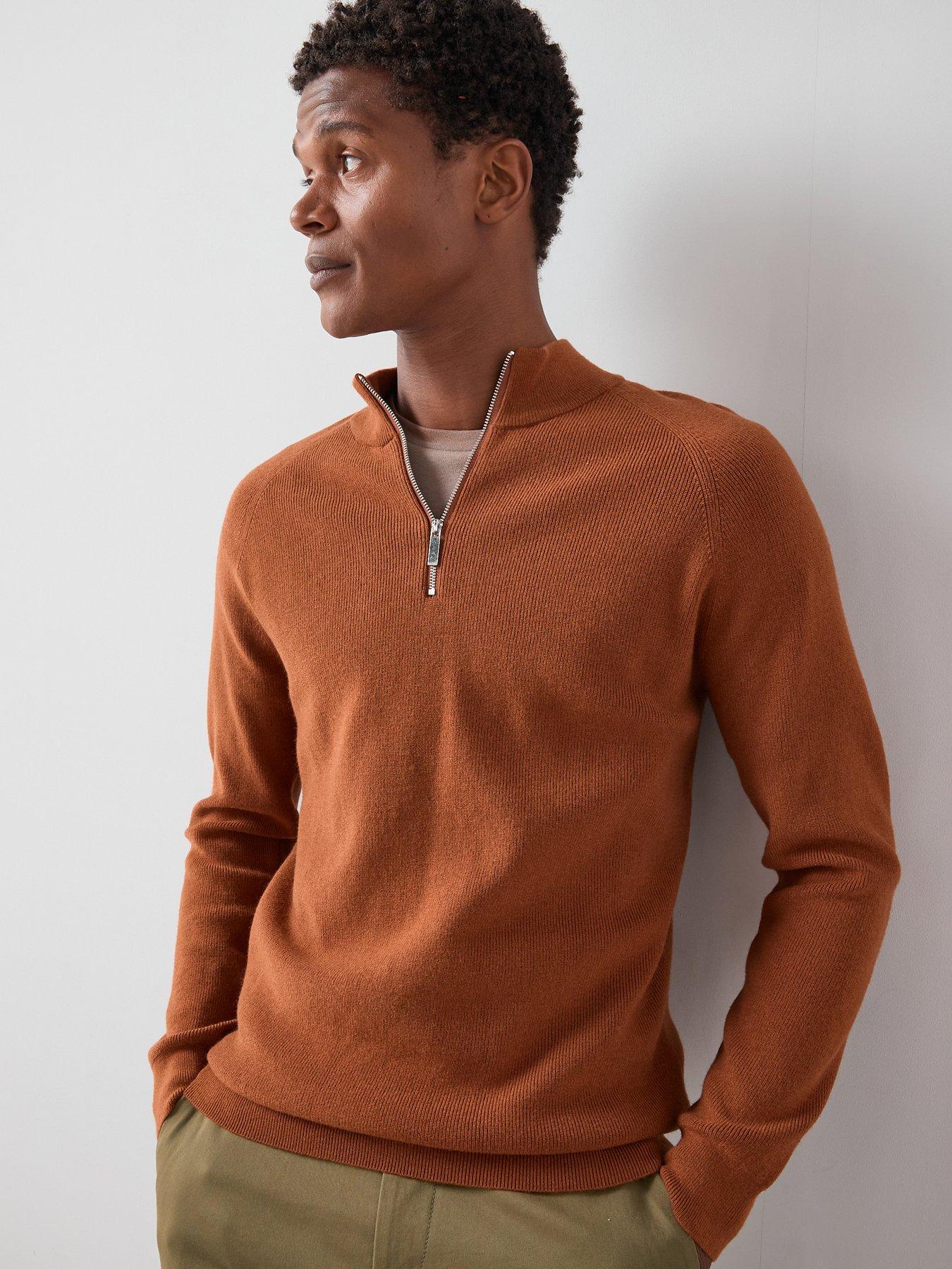 the-very-collection-14-zip-midweight-knitted-jumper-rust-orange