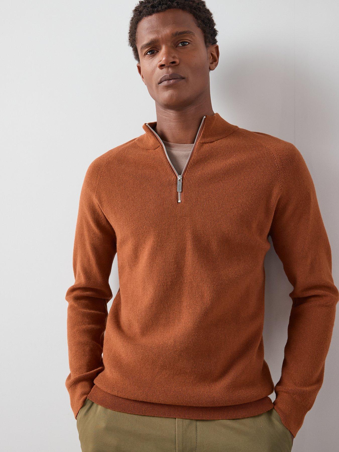 the-very-collection-14-zip-midweight-knitted-jumper-rust-orangedetail