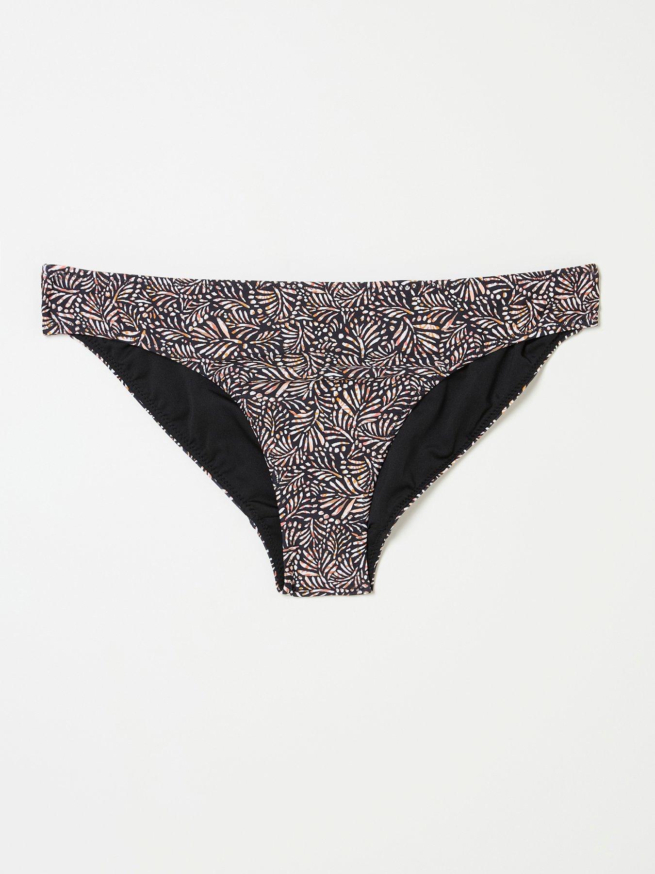 Image 5 of 5 of FatFace Mila Leaf Dot Bikini Bottom - Black