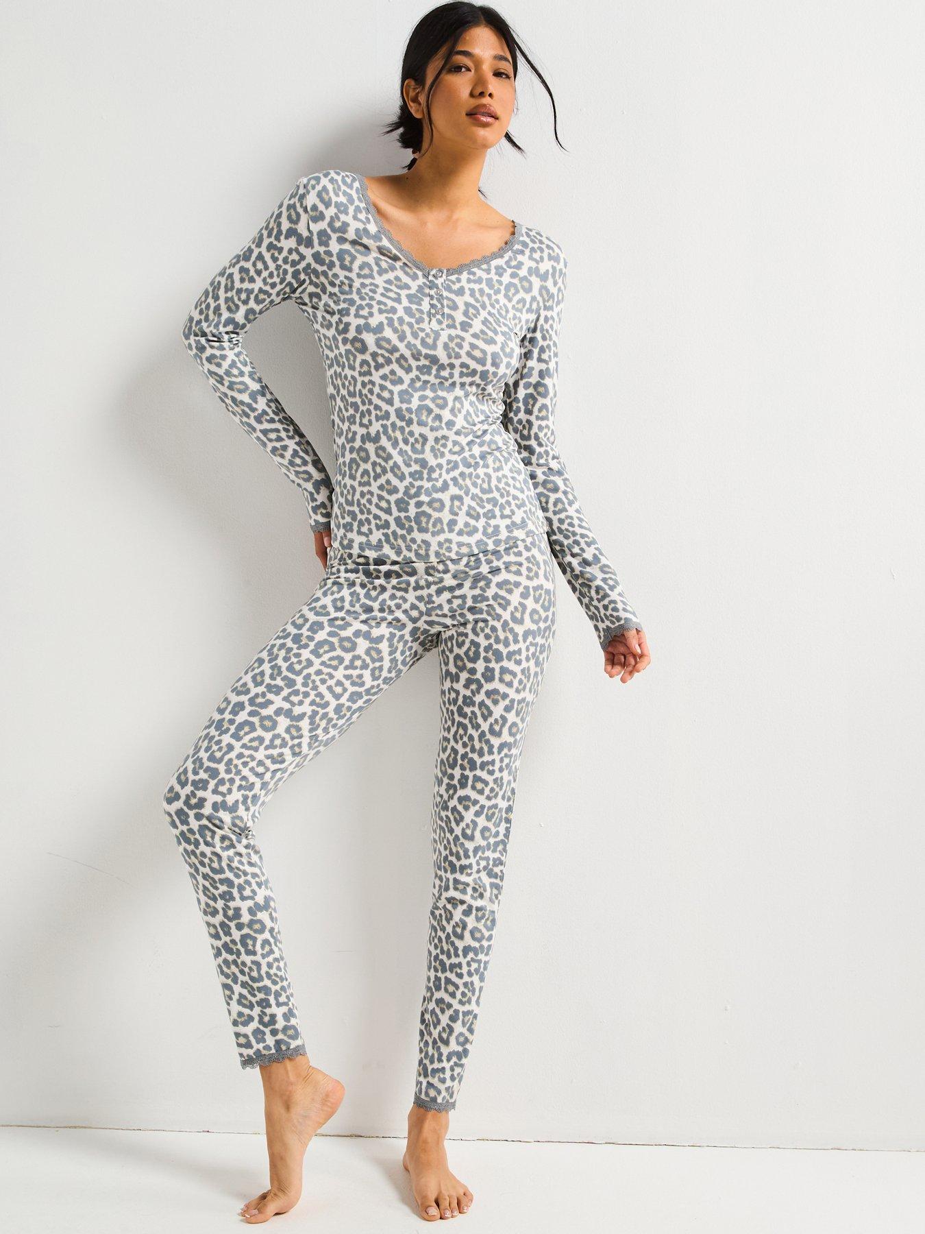 Everyday Leopard Print Henley And Legging Pyjama Set - Multi