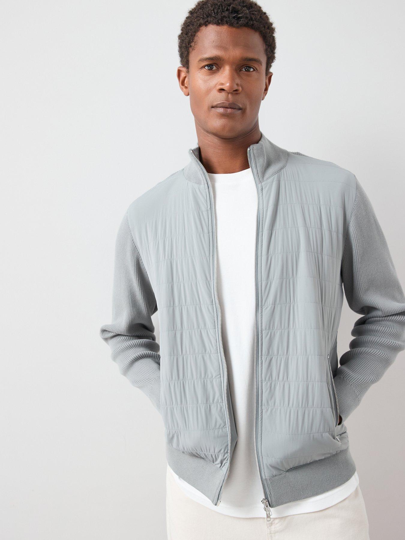 The Very Collection Hybrid Knit Funnel Jacket With Cotton - Light Grey