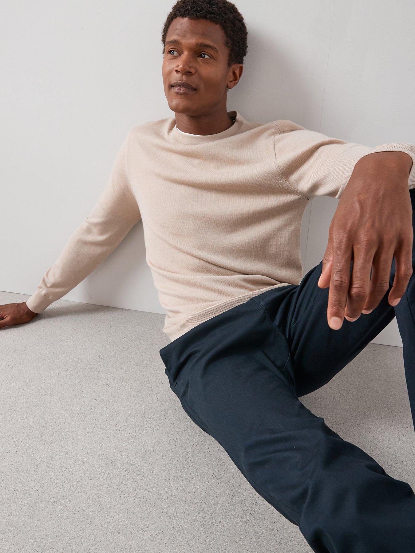 Very Man Merino Wool Long Sleeve Crew Neck Jumper - Beige