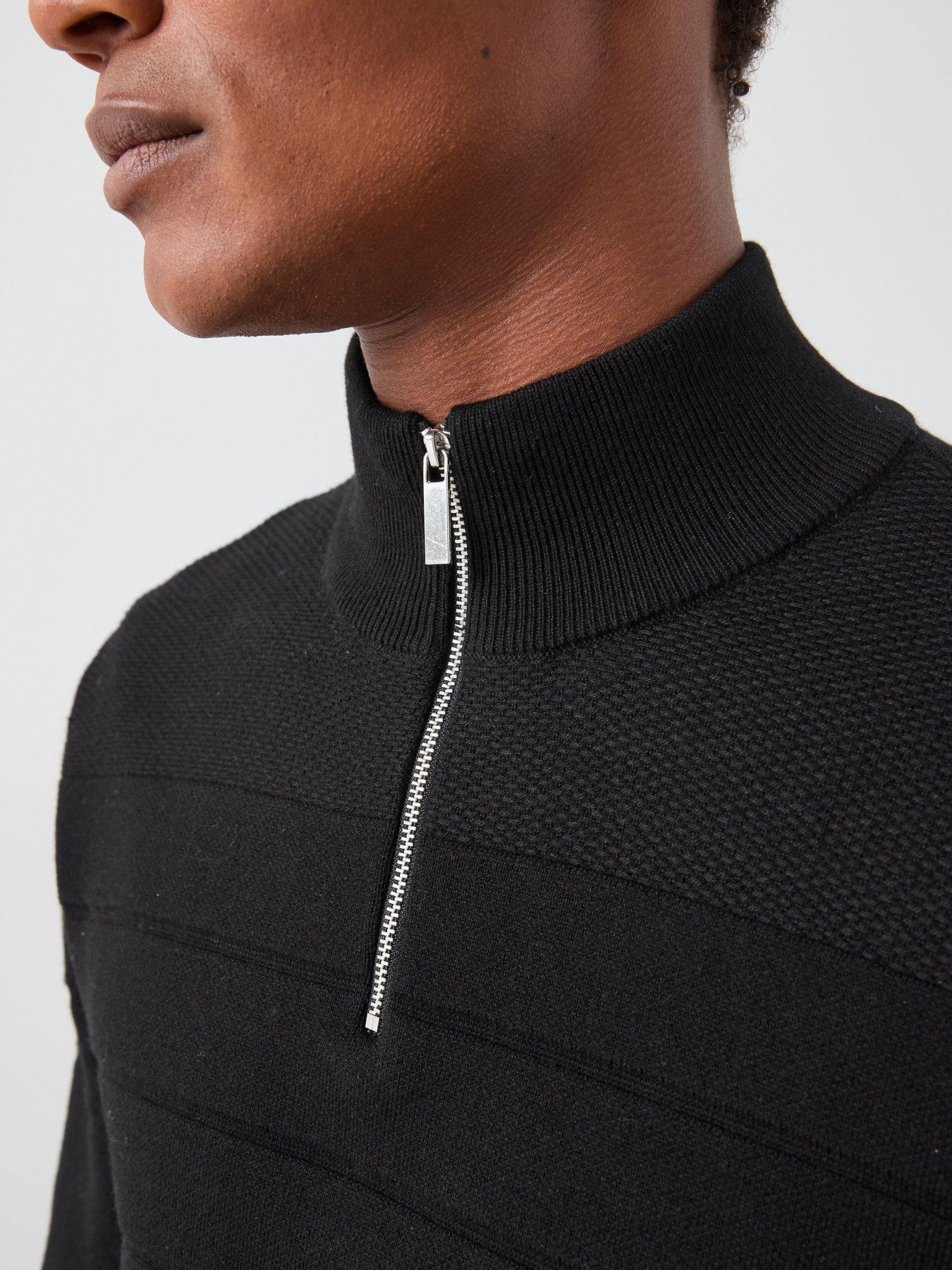 the-very-collection-textured-stripe-14-zip-with-cotton-blackoutfit