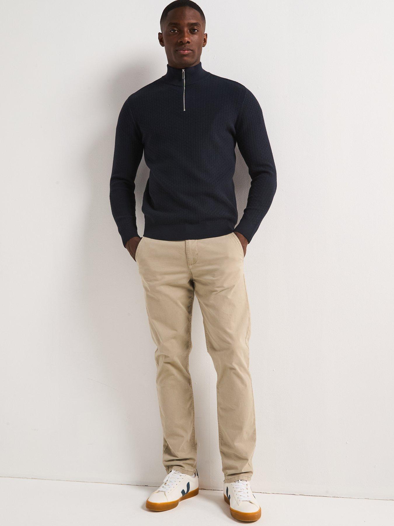 Image 3 of 6 of Very Man Textured 1/4 Zip Jumper With Cotton - Navy