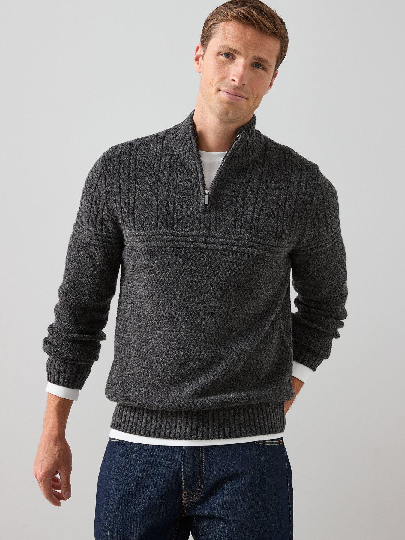 the-very-collection-wool-blend-cable-knit-14-zip-jumper-charcoal