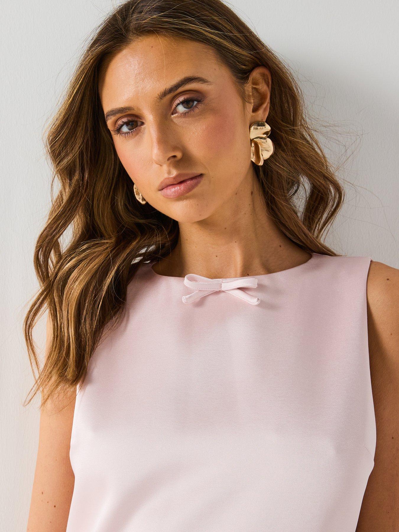 Image 6 of 6 of Six Stories Mini Mod Bow Dress - Pink