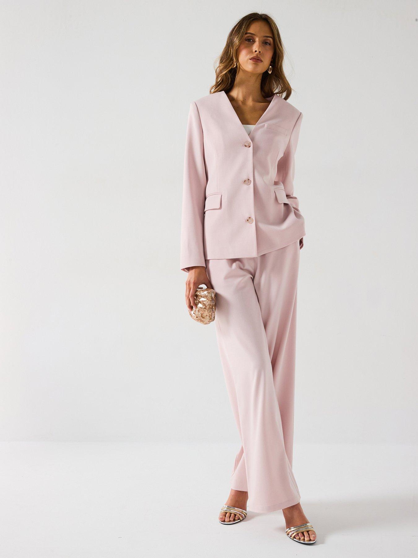 Image of Six Stories Collarless Tailored Jacket - Pink