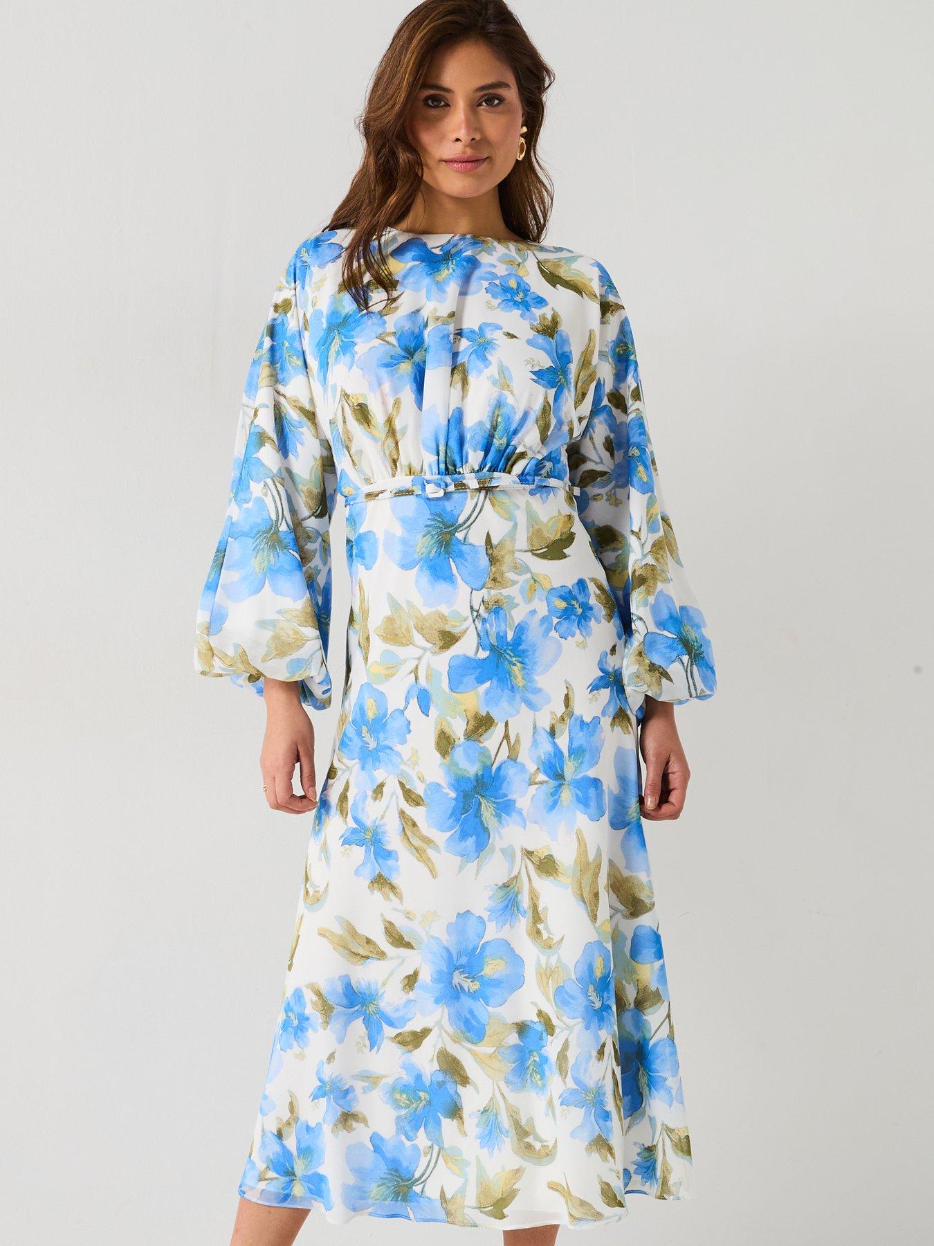 Image of Six Stories Floral Balloon Sleeve Maxi Dress