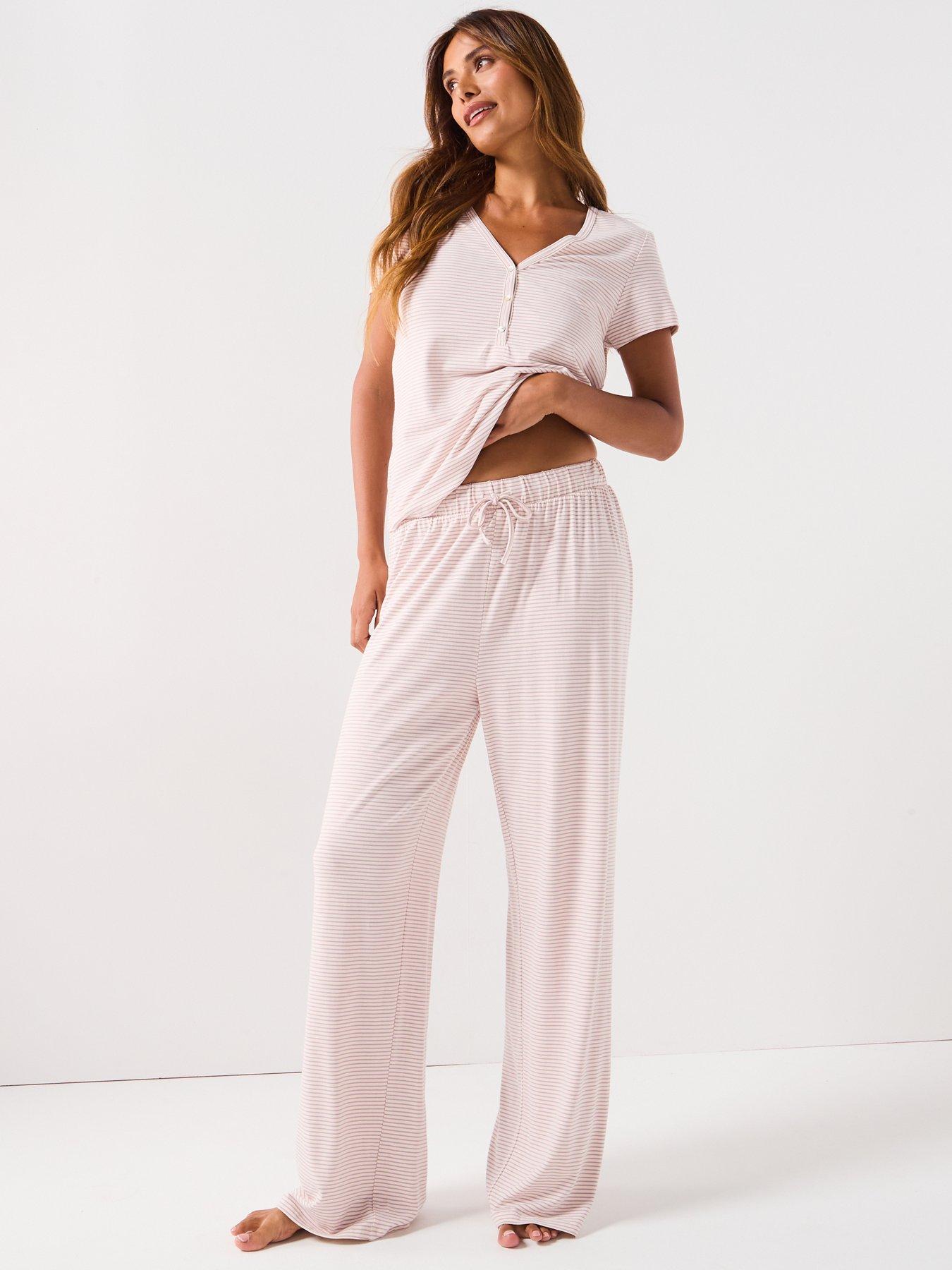 v-by-very-jersey-henley-top-with-stripe-wide-leg-trouser-pj-set-pinkback