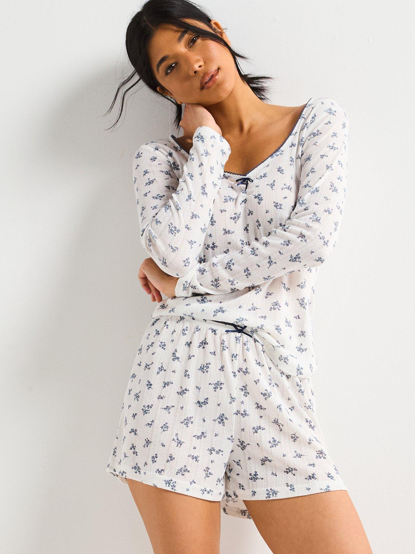 v-by-very-floral-henley-short-pyjama-set-whiteoutfit