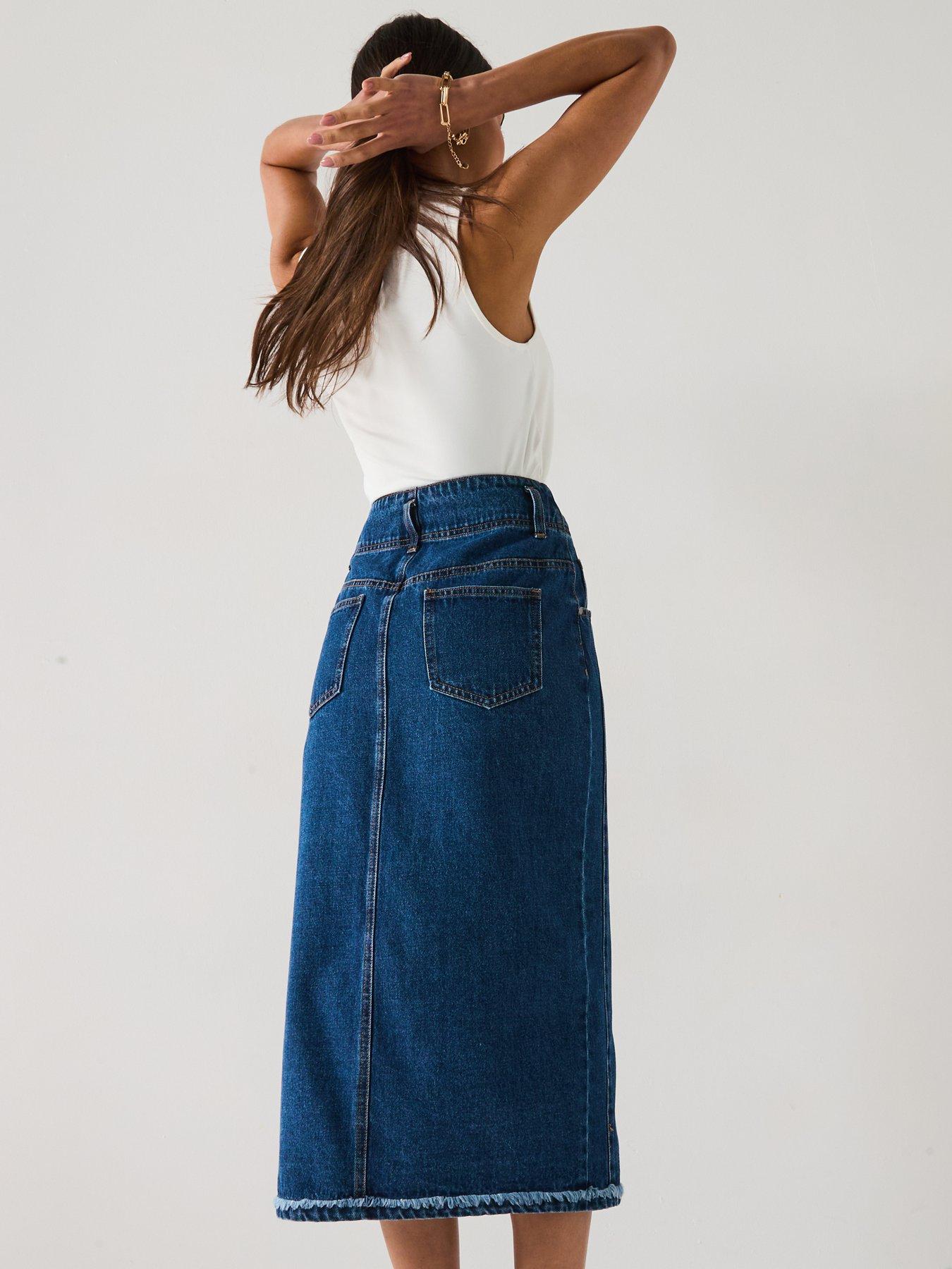 v-by-very-denim-button-through-midi-skirt-dark-washdetail