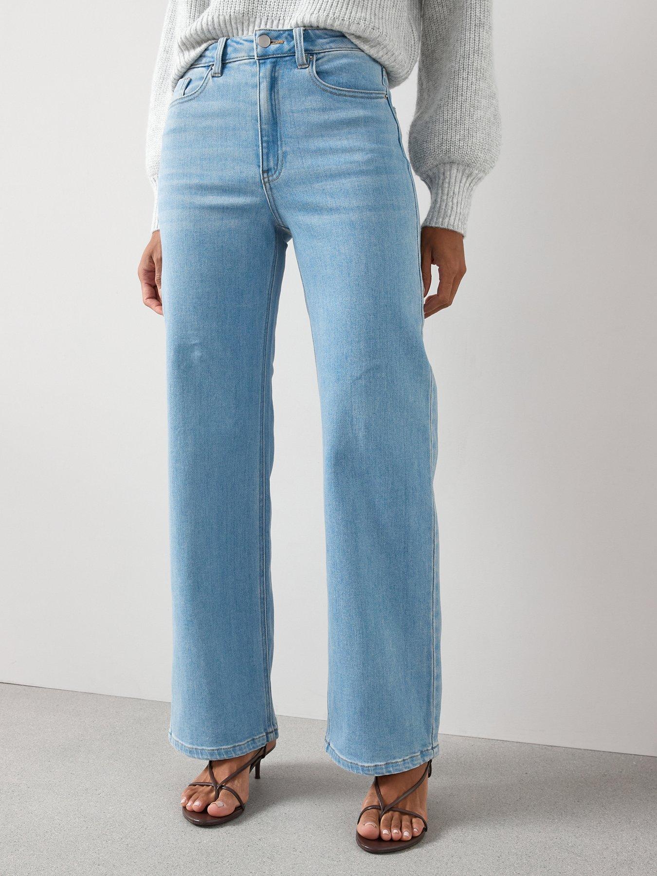 V by Very Wide Leg Jeans With Stretch - Light Wash