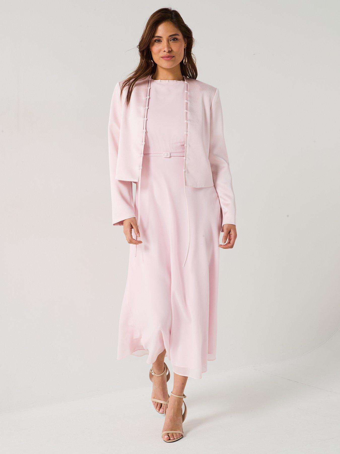 Image 3 of 6 of Six Stories Tailored Trim Detail Satin Jacket - Pink