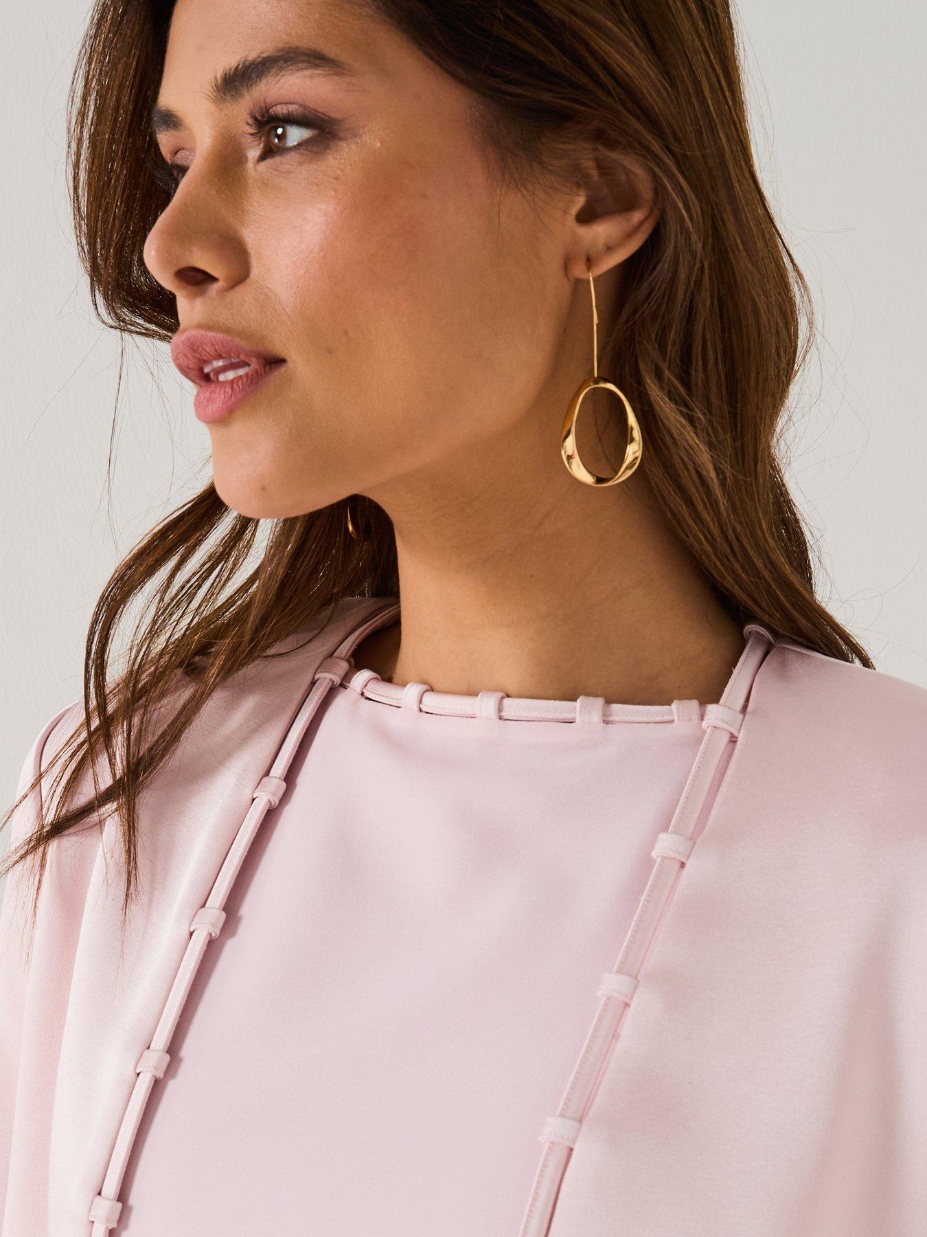 Image 4 of 6 of Six Stories Tailored Trim Detail Satin Jacket - Pink