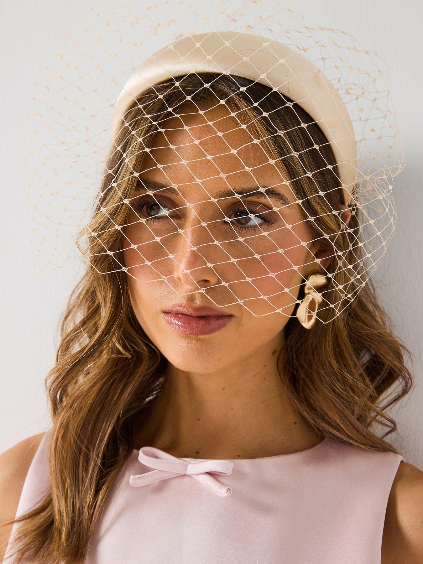 Image 2 of 4 of Six Stories Mesh Overlay Satin Fascinator - Yellow