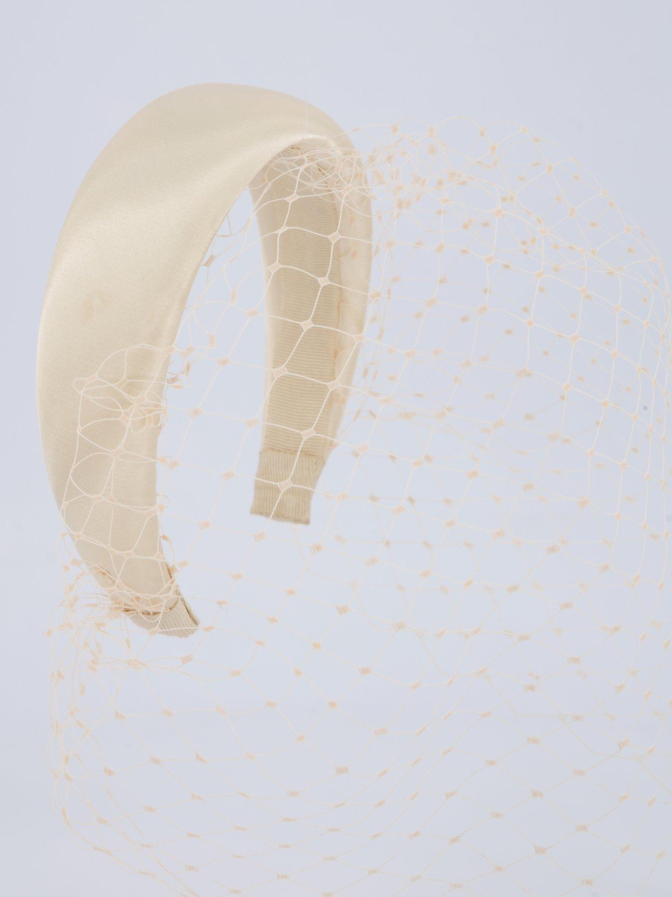 Image 4 of 4 of Six Stories Mesh Overlay Satin Fascinator - Yellow