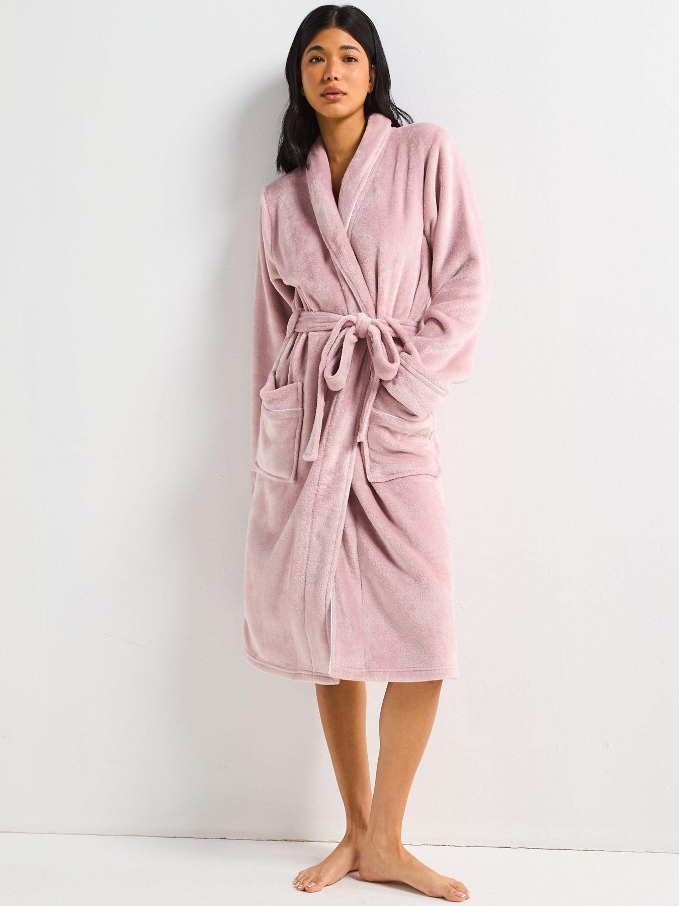 V by Very Supersoft Contrast Piping Dressing Gown - Purple