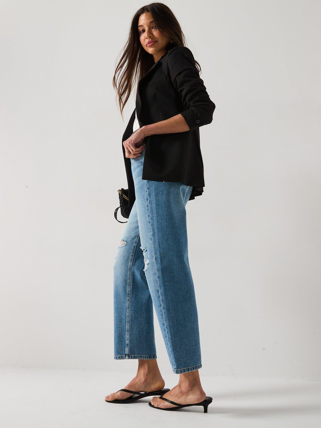 Image 6 of 6 of V by Very Distressed Authentic Boyfriend Jeans - Mid Wash