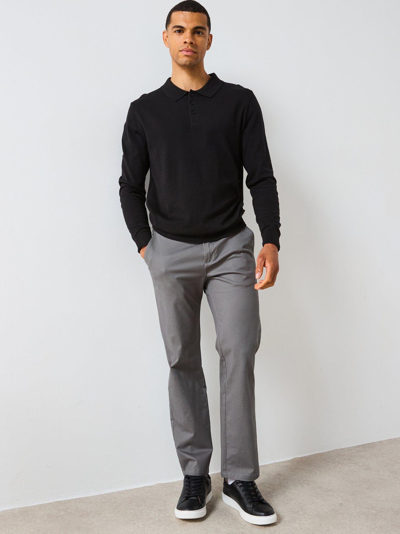 Image 3 of 6 of The Very Collection Cotton Rich Knitted Long Sleeve Polo Top - Black